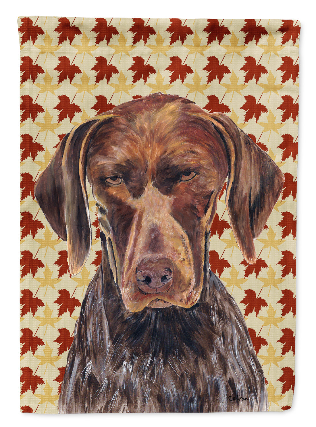 German Shorthaired Pointer Fall Leaves Portrait Garden Flag Mailbox Decorative Yard Banner Outside Patio Artwork for Flower Beds, Garden Size, Multicolor