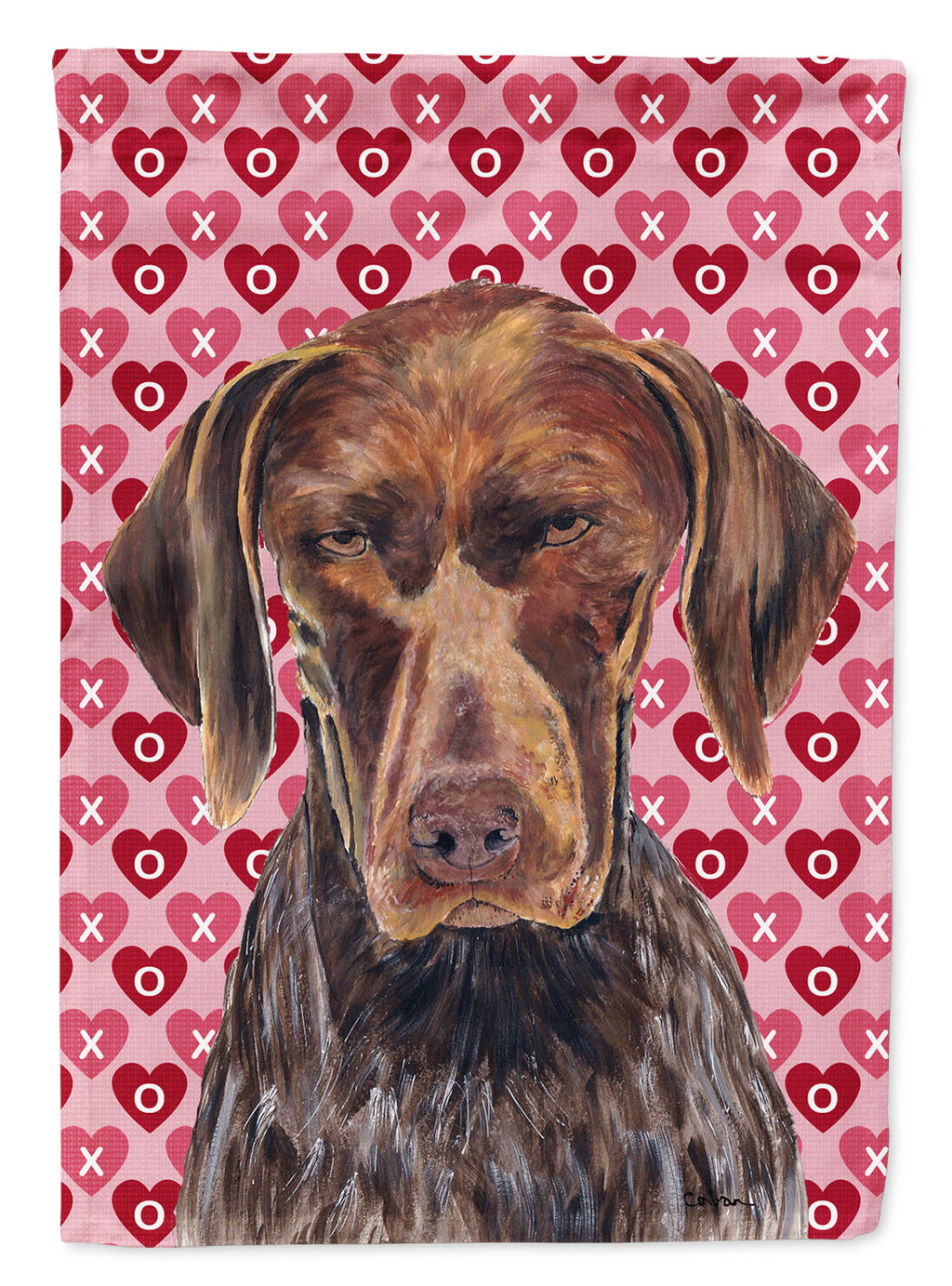German Shorthaired Pointer Hearts Love and Valentine's Day Garden Flag Mailbox Decorative Yard Banner Outside Patio Artwork for Flower Beds, Garden Size, Multicolor