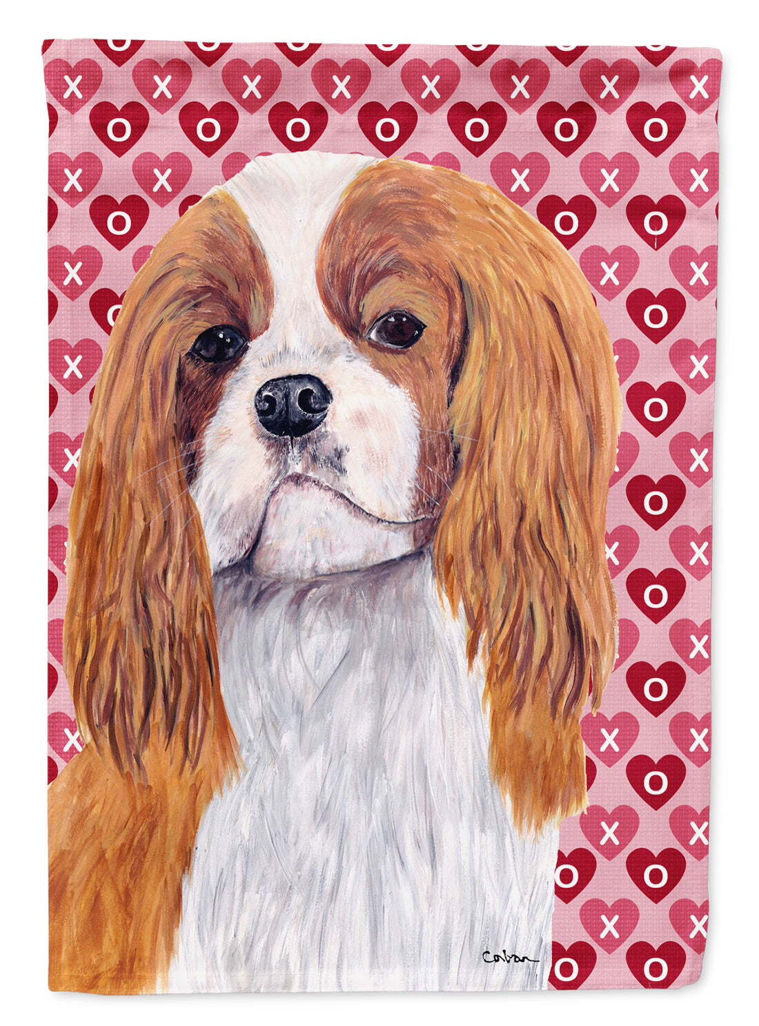 Cavalier Spaniel Hearts Love and Valentine's Day Portrait Garden Flag Mailbox Decorative Yard Banner Outside Patio Artwork for Flower Beds, Garden Size, Multicolor
