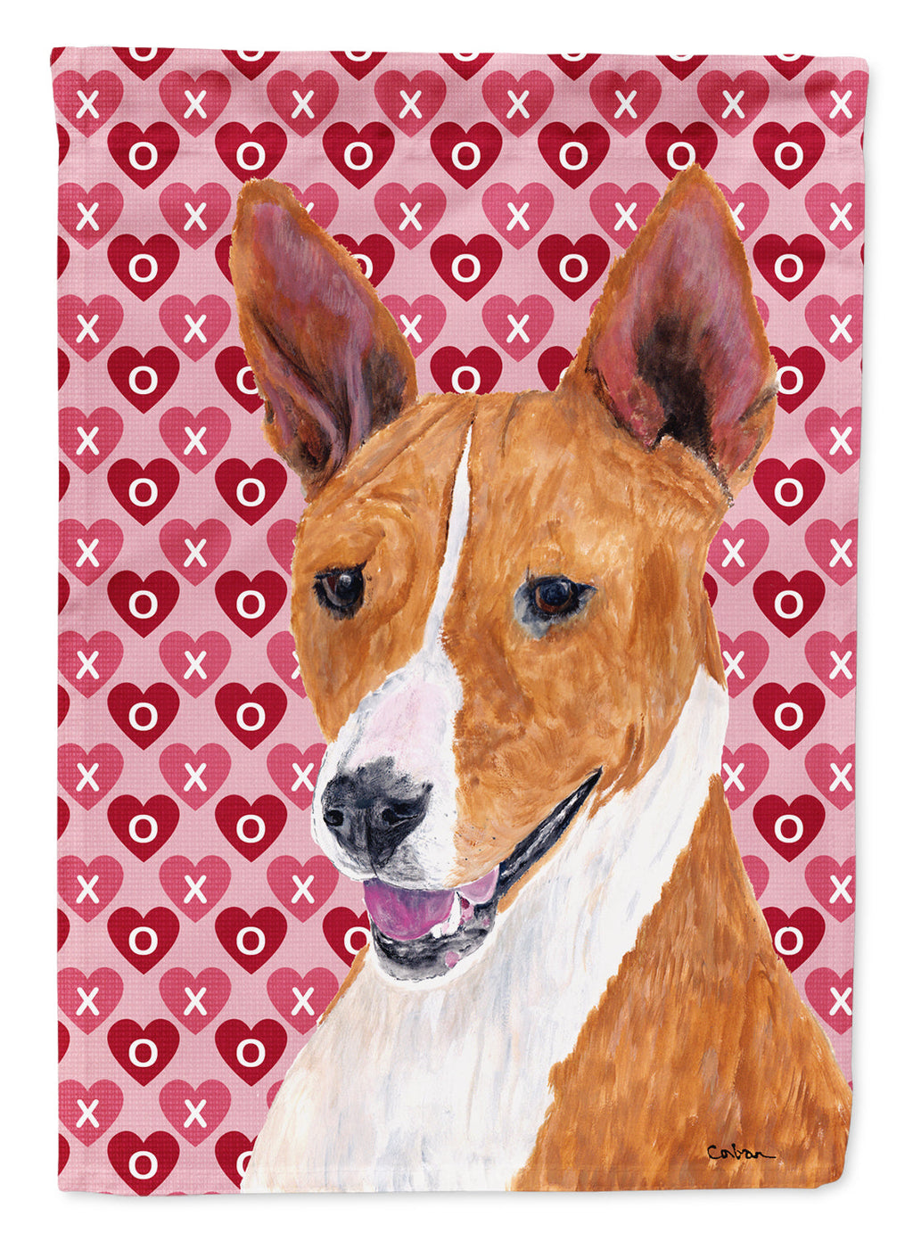 Basenji Hearts Love and Valentine's Day Portrait Garden Flag Mailbox Decorative Yard Banner Outside Patio Artwork for Flower Beds, Garden Size, Multicolor