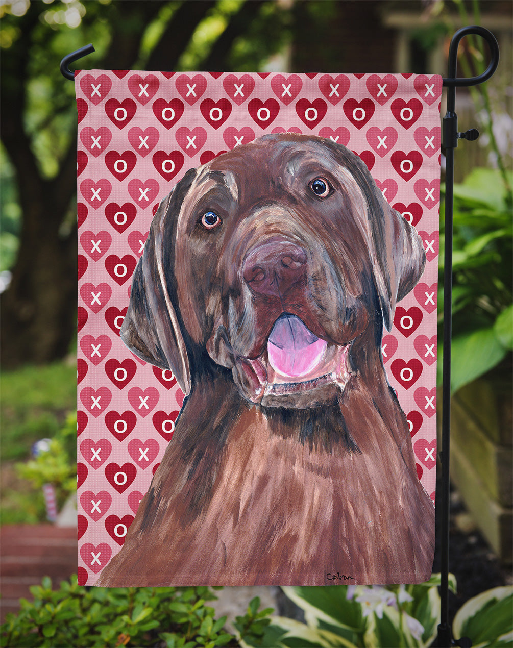 Labrador Chocolate Hearts Love Valentine's Day Garden Flag Mailbox Decorative Yard Banner Outside Patio Artwork for Flower Beds, Garden Size, Multicolor