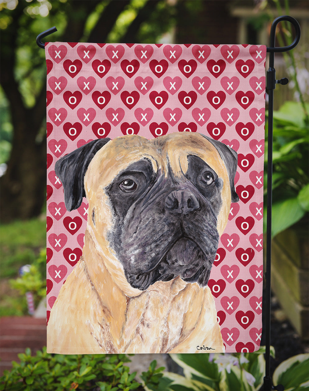 Mastiff Hearts Love and Valentine's Day Portrait Garden Flag Mailbox Decorative Yard Banner Outside Patio Artwork for Flower Beds, Garden Size, Multicolor