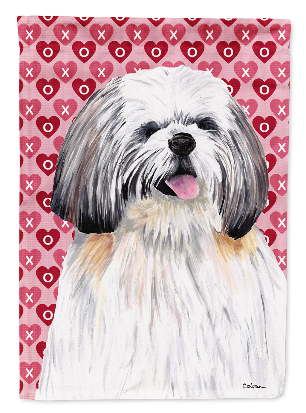 Shih Tzu Hearts Love and Valentine's Day Portrait Garden Flag Mailbox Decorative Yard Banner Outside Patio Artwork for Flower Beds, Garden Size, Multicolor