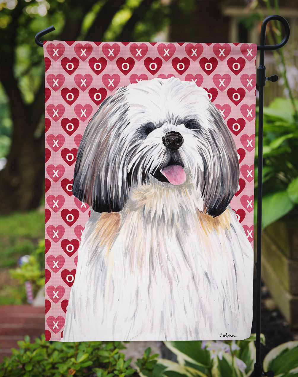 Shih Tzu Hearts Love and Valentine's Day Portrait Garden Flag Mailbox Decorative Yard Banner Outside Patio Artwork for Flower Beds, Garden Size, Multicolor