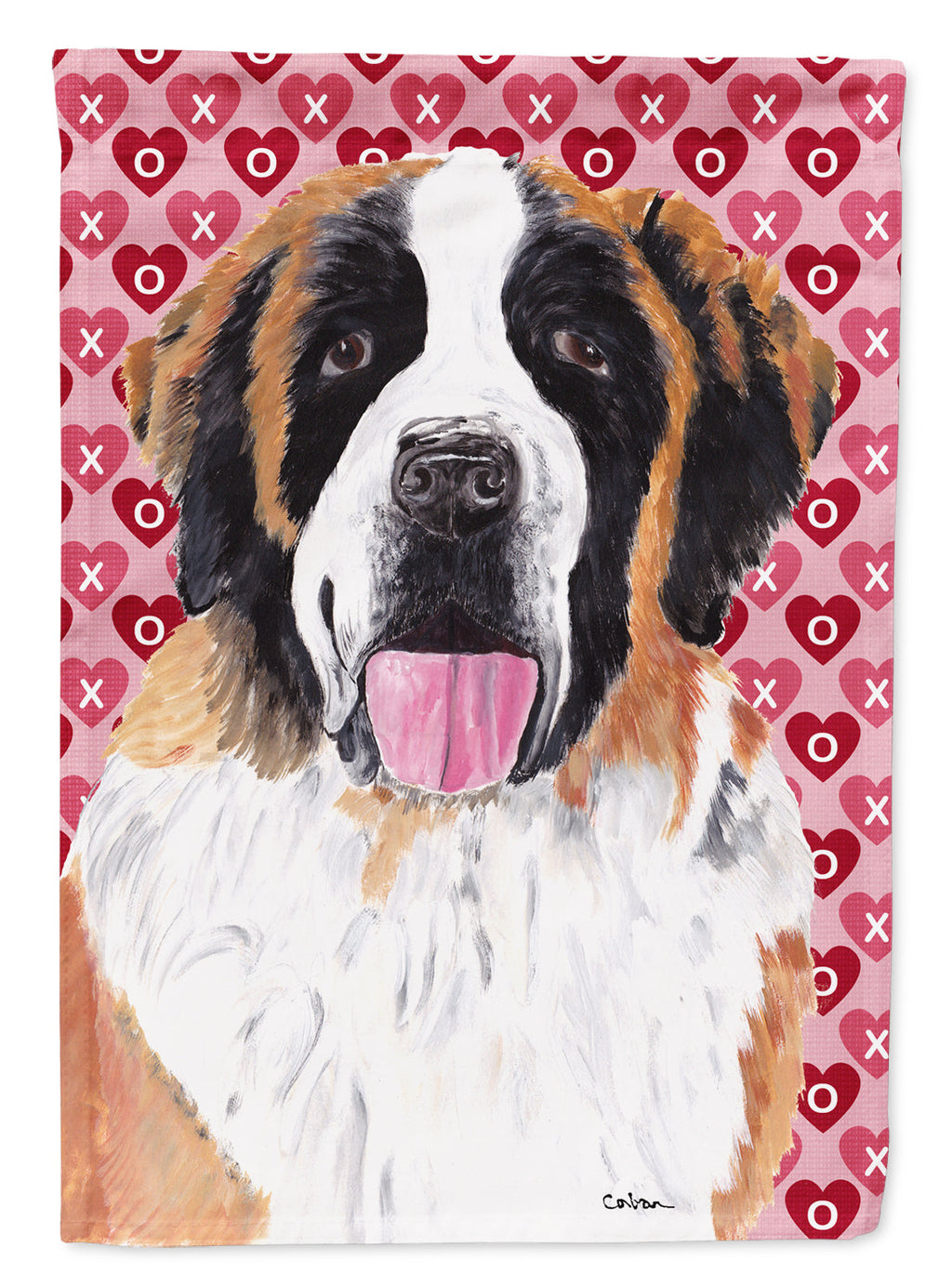 Saint Bernard Hearts Love and Valentine's Day Portrait Garden Flag Mailbox Decorative Yard Banner Outside Patio Artwork for Flower Beds, Garden Size, Multicolor