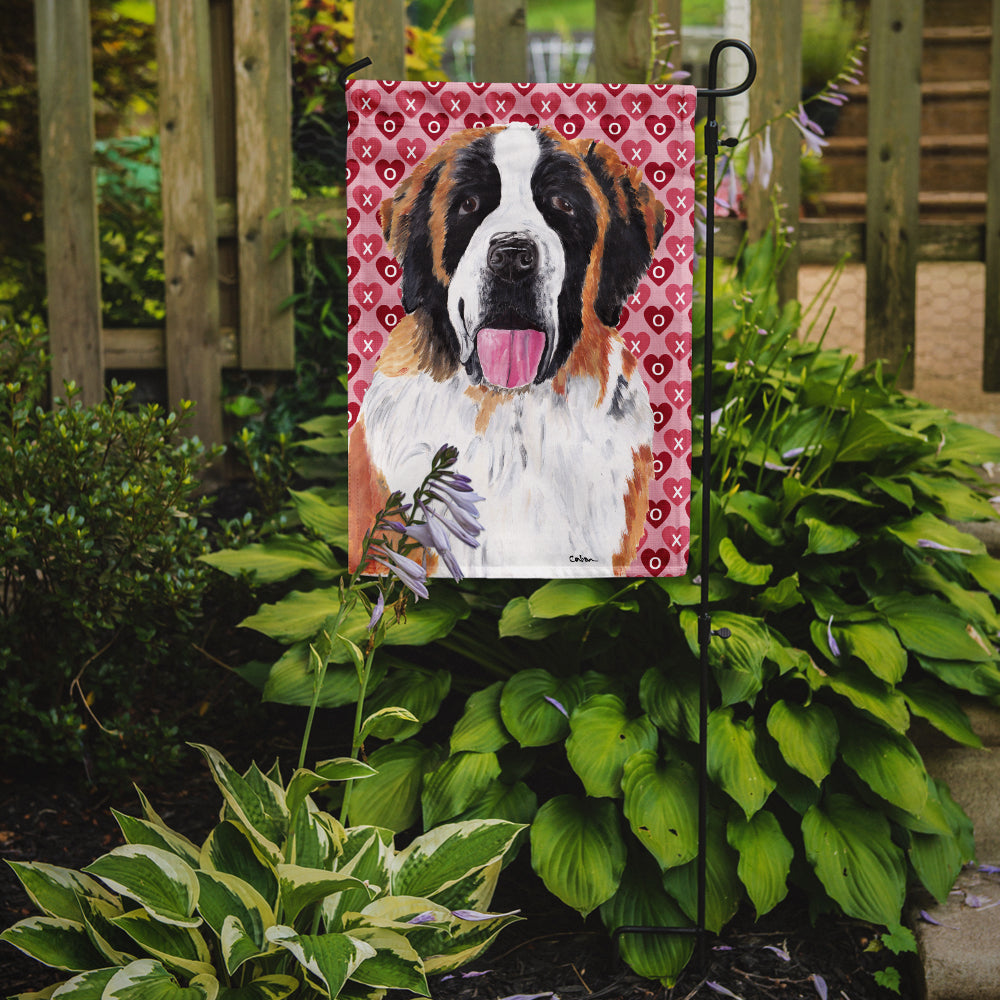 Saint Bernard Hearts Love and Valentine's Day Portrait Garden Flag Mailbox Decorative Yard Banner Outside Patio Artwork for Flower Beds, Garden Size, Multicolor