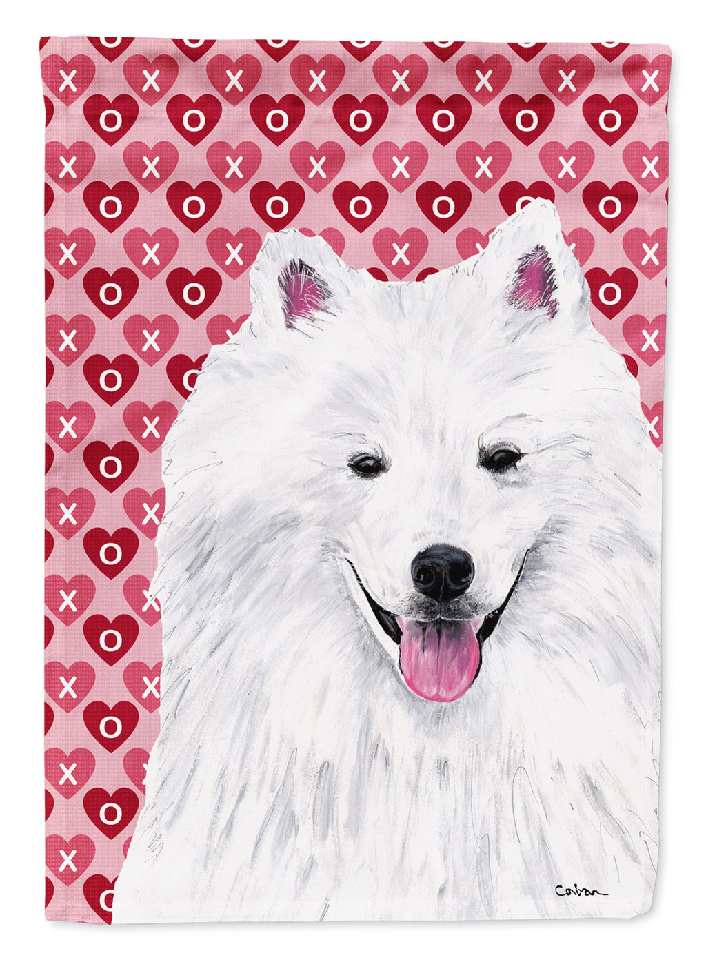 American Eskimo Hearts Love and Valentine's Day Portrait Garden Flag Mailbox Decorative Yard Banner Outside Patio Artwork for Flower Beds, Garden Size, Multicolor