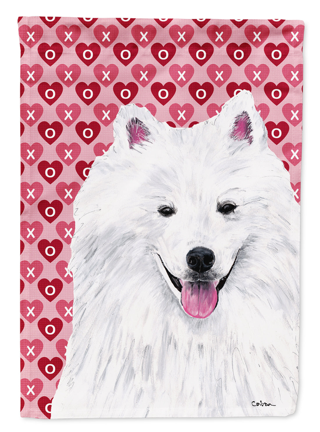 American Eskimo Hearts Love and Valentine's Day Portrait Garden Flag Mailbox Decorative Yard Banner Outside Patio Artwork for Flower Beds, Garden Size, Multicolor