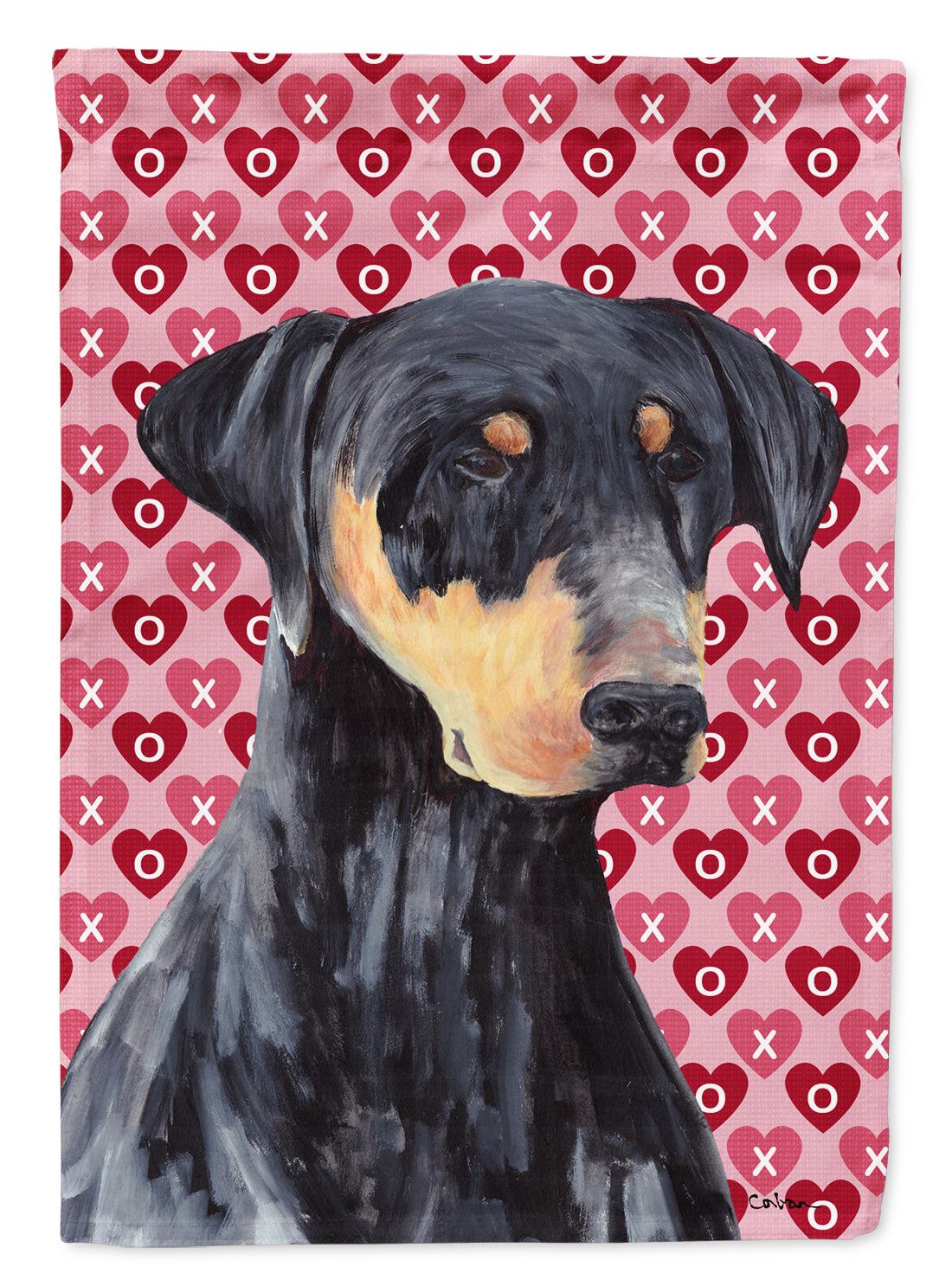 Doberman Hearts Love and Valentine's Day Portrait Garden Flag Mailbox Decorative Yard Banner Outside Patio Artwork for Flower Beds, Garden Size, Multicolor