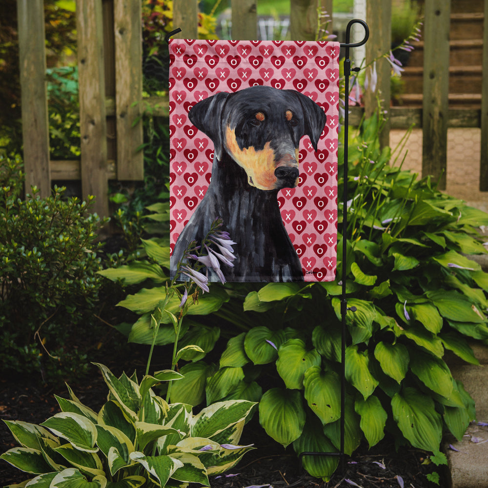 Doberman Hearts Love and Valentine's Day Portrait Garden Flag Mailbox Decorative Yard Banner Outside Patio Artwork for Flower Beds, Garden Size, Multicolor