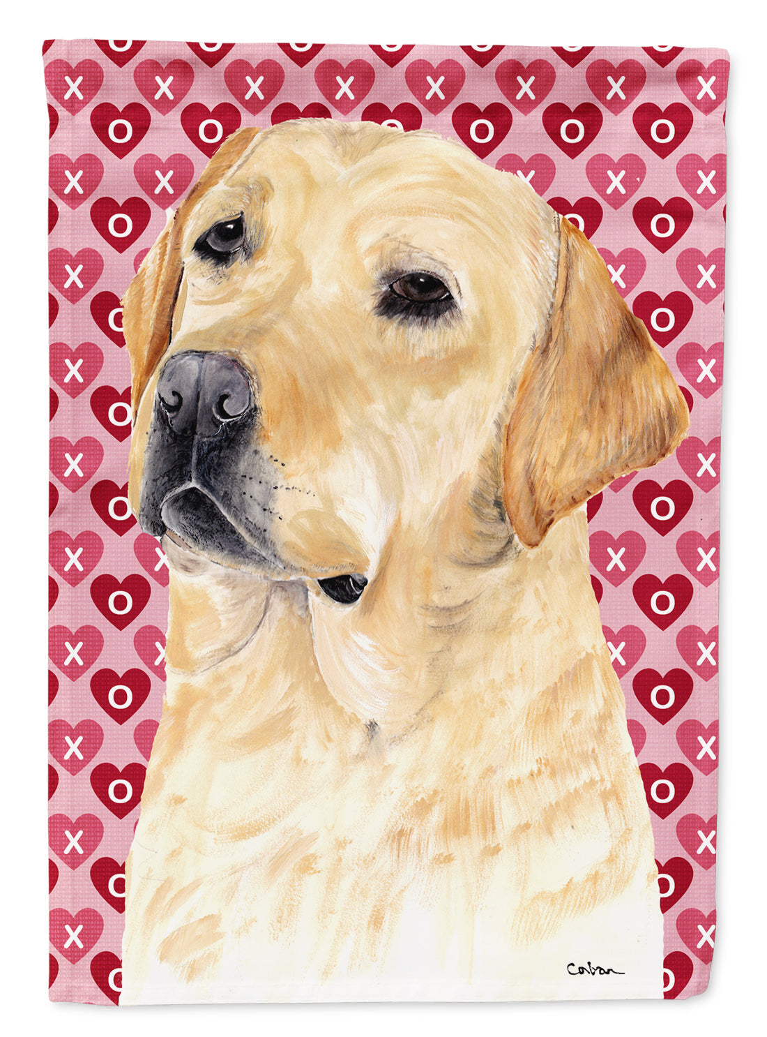 Labrador Yellow Hearts Love Valentine's Day Garden Flag Mailbox Decorative Yard Banner Outside Patio Artwork for Flower Beds, Garden Size, Multicolor