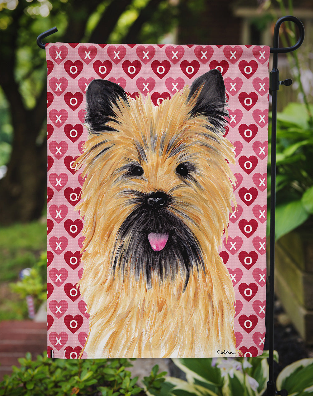 Cairn Terrier Hearts Love and Valentine's Day Portrait Garden Flag Mailbox Decorative Yard Banner Outside Patio Artwork for Flower Beds, Garden Size, Multicolor