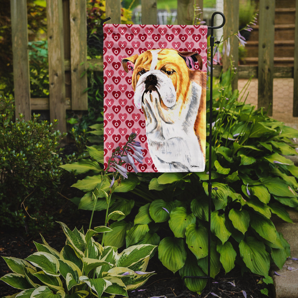Bulldog English Hearts Love Valentine's Day Portrait Garden Flag Mailbox Decorative Yard Banner Outside Patio Artwork for Flower Beds, Garden Size, Multicolor