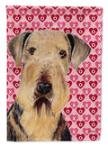Airedale Hearts Love and Valentine's Day Portrait Garden Flag Mailbox Decorative Yard Banner Outside Patio Artwork for Flower Beds, Garden Size, Multicolor