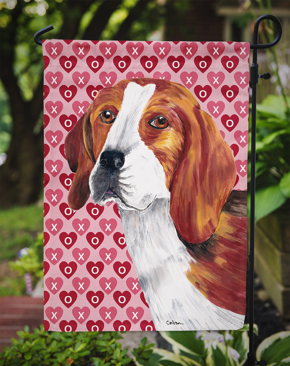 Beagle Hearts Love and Valentine's Day Portrait Garden Flag Mailbox Decorative Yard Banner Outside Patio Artwork for Flower Beds, Garden Size, Multicolor
