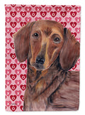 Dachshund Hearts Love and Valentine's Day Portrait Garden Flag Mailbox Decorative Yard Banner Outside Patio Artwork for Flower Beds, Garden Size, Multicolor