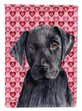 Labrador Black Hearts Love Valentine's Day Garden Flag Mailbox Decorative Yard Banner Outside Patio Artwork for Flower Beds, Garden Size, Multicolor