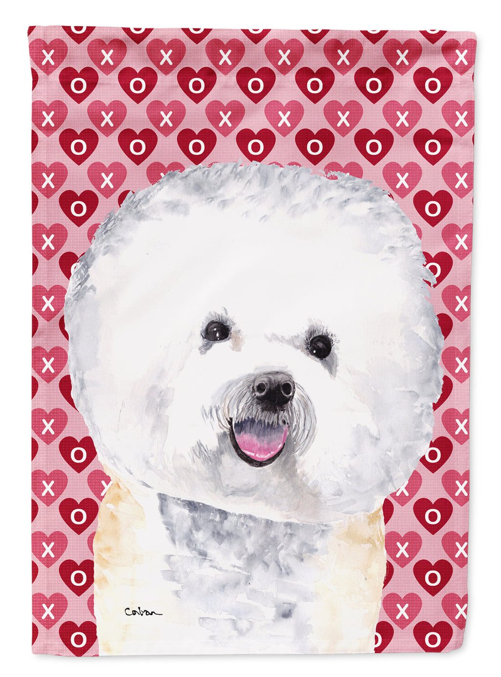 Bichon Frise Hearts Love and Valentine's Day Portrait Garden Flag Mailbox Decorative Yard Banner Outside Patio Artwork for Flower Beds, Garden Size, Multicolor