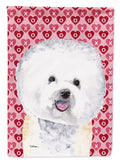 Bichon Frise Hearts Love and Valentine's Day Portrait Garden Flag Mailbox Decorative Yard Banner Outside Patio Artwork for Flower Beds, Garden Size, Multicolor