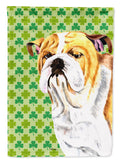 Bulldog English St. Patrick's Day Shamrock Portrait Garden Flag Mailbox Decorative Yard Banner Outside Patio Artwork for Flower Beds, Garden Size, Multicolor