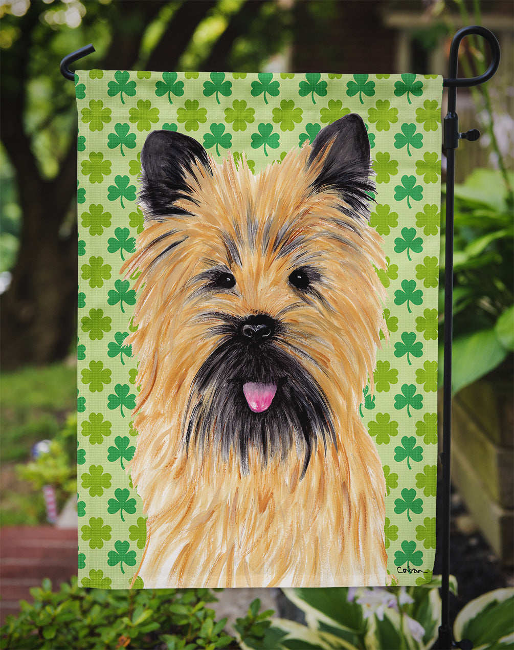 Cairn Terrier St. Patrick's Day Shamrock Portrait Garden Flag Mailbox Decorative Yard Banner Outside Patio Artwork for Flower Beds, Garden Size, Multicolor