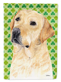 Labrador Yellow St. Patrick's Day Shamrock Portrait Garden Flag Mailbox Decorative Yard Banner Outside Patio Artwork for Flower Beds, Garden Size, Multicolor
