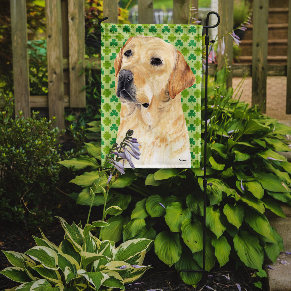Labrador Yellow St. Patrick's Day Shamrock Portrait Garden Flag Mailbox Decorative Yard Banner Outside Patio Artwork for Flower Beds, Garden Size, Multicolor