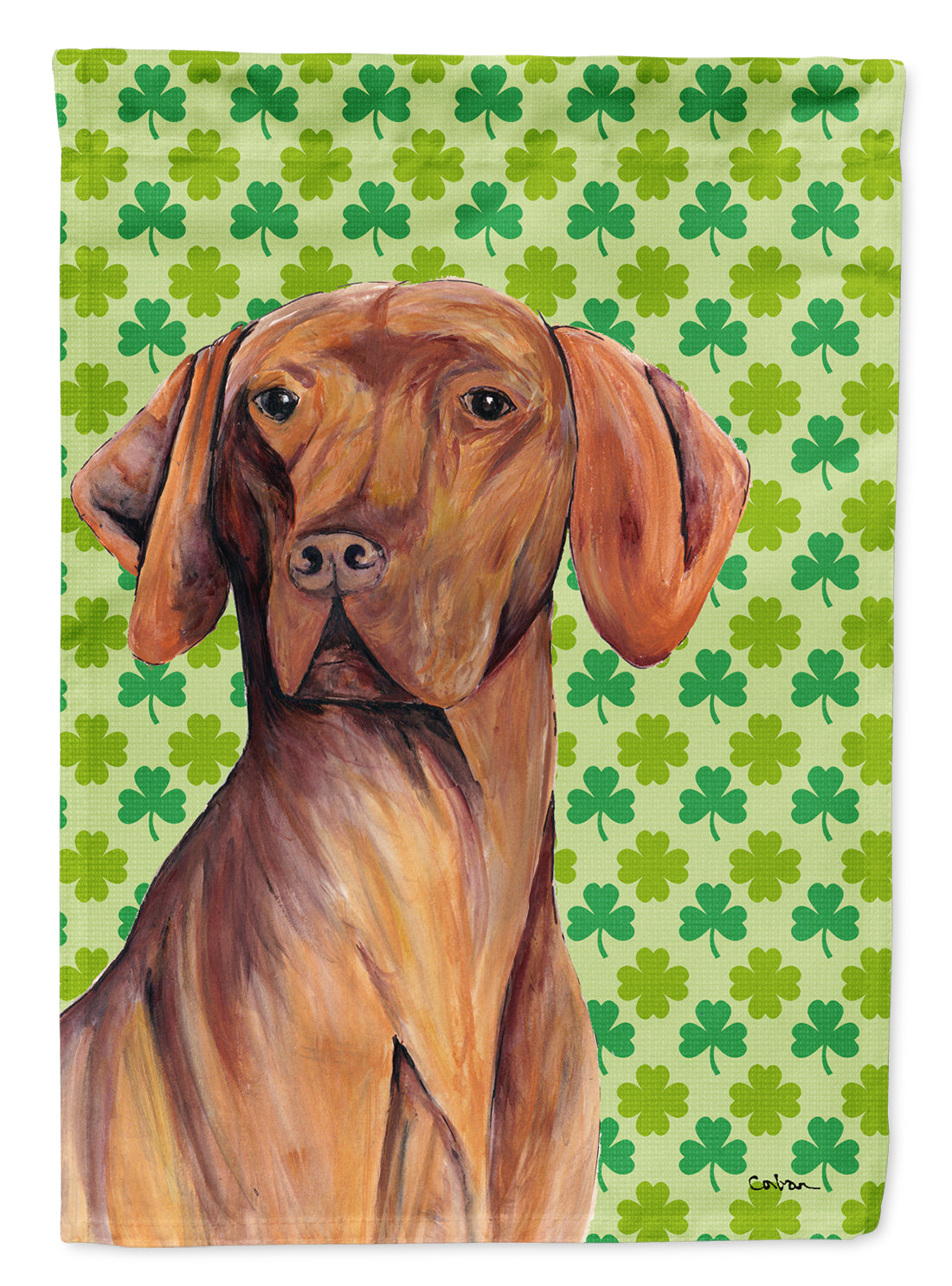 Vizsla St. Patrick's Day Shamrock Portrait Garden Flag Mailbox Decorative Yard Banner Outside Patio Artwork for Flower Beds, Garden Size, Multicolor