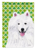American Eskimo St. Patrick's Day Shamrock Portrait Garden Flag Mailbox Decorative Yard Banner Outside Patio Artwork for Flower Beds, Garden Size, Multicolor