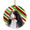 Springer Spaniel Candy Cane Holiday Christmas Ceramic Ornament Christmas Tree Hanging Decorations for Home Christmas Holiday, Party, Gift, 3 in, Multicolor