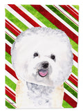 Bichon Frise Candy Cane Holiday Christmas Garden Flag Mailbox Decorative Yard Banner Outside Patio Artwork for Flower Beds, Garden Size, Multicolor