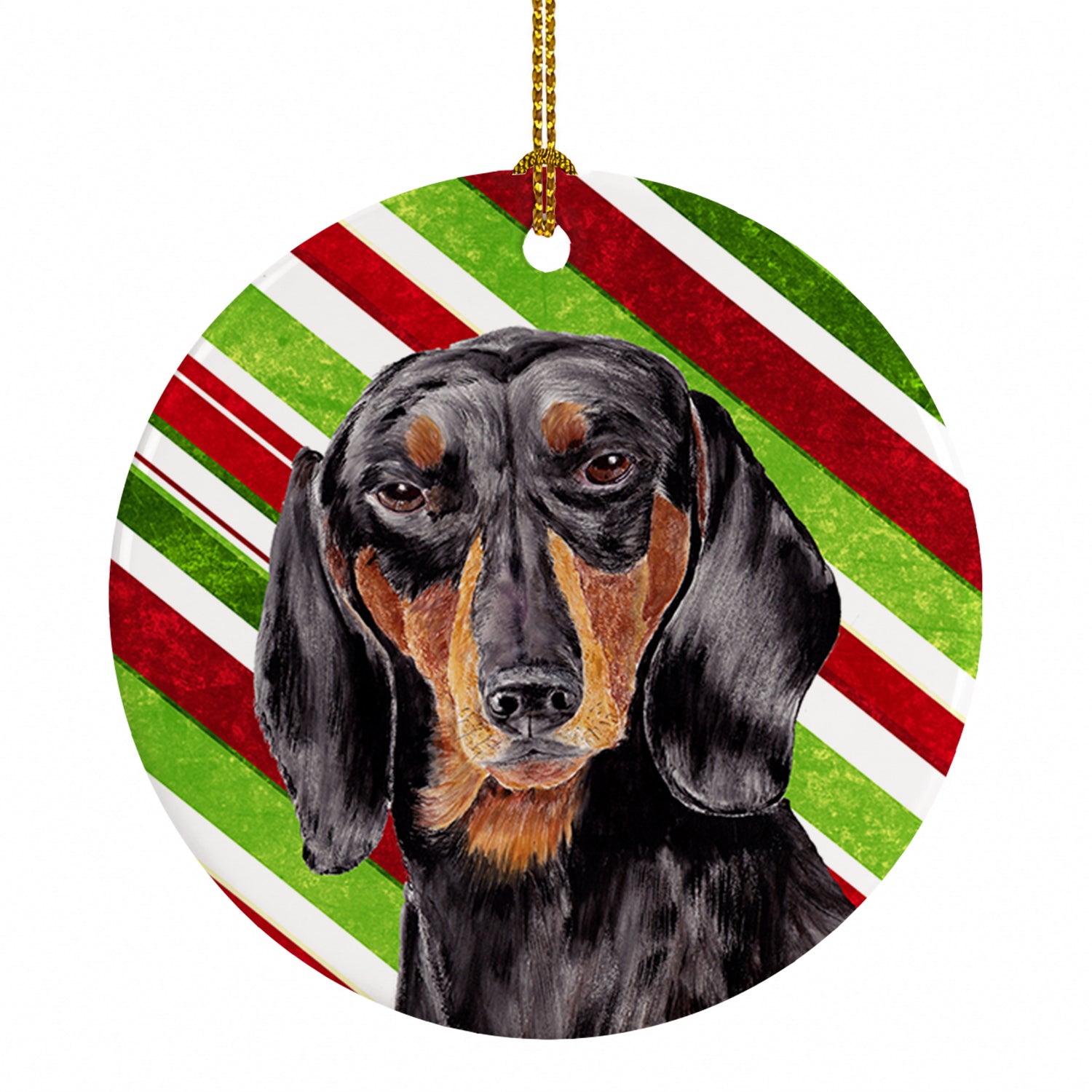 Dachshund Candy Cane Holiday Christmas Ceramic Ornament Christmas Tree Hanging Decorations for Home Christmas Holiday, Party, Gift, 3 in, Multicolor