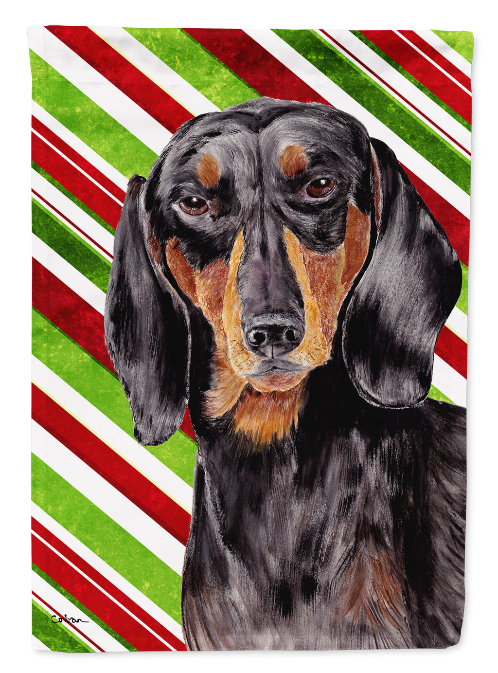 Dachshund Candy Cane Holiday Christmas Garden Flag Mailbox Decorative Yard Banner Outside Patio Artwork for Flower Beds, Garden Size, Multicolor
