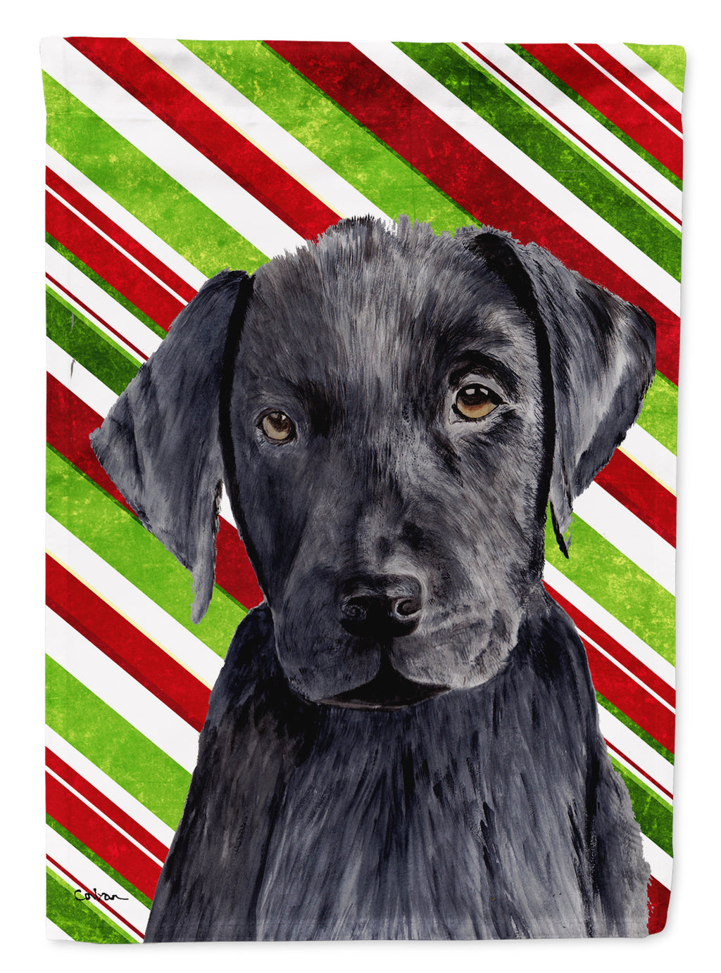 Labrador Candy Cane Holiday Christmas Garden Flag Mailbox Decorative Yard Banner Outside Patio Artwork for Flower Beds, Garden Size, Multicolor