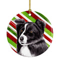 Border Collie Candy Cane Holiday Christmas Ceramic Ornament Christmas Tree Hanging Decorations for Home Christmas Holiday, Party, Gift, 3 in, Multicolor