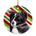 Border Collie Candy Cane Holiday Christmas Ceramic Ornament Christmas Tree Hanging Decorations for Home Christmas Holiday, Party, Gift, 3 in, Multicolor