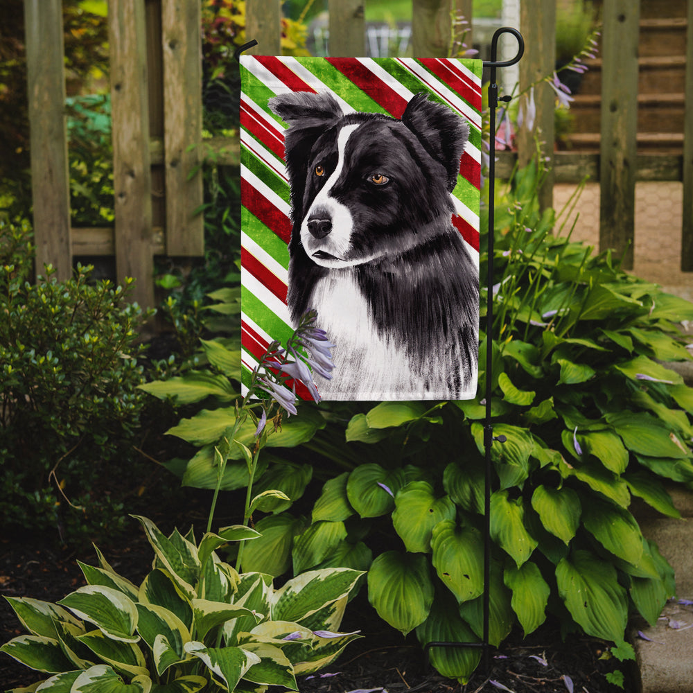 Border Collie Candy Cane Holiday Christmas Garden Flag Mailbox Decorative Yard Banner Outside Patio Artwork for Flower Beds, Garden Size, Multicolor