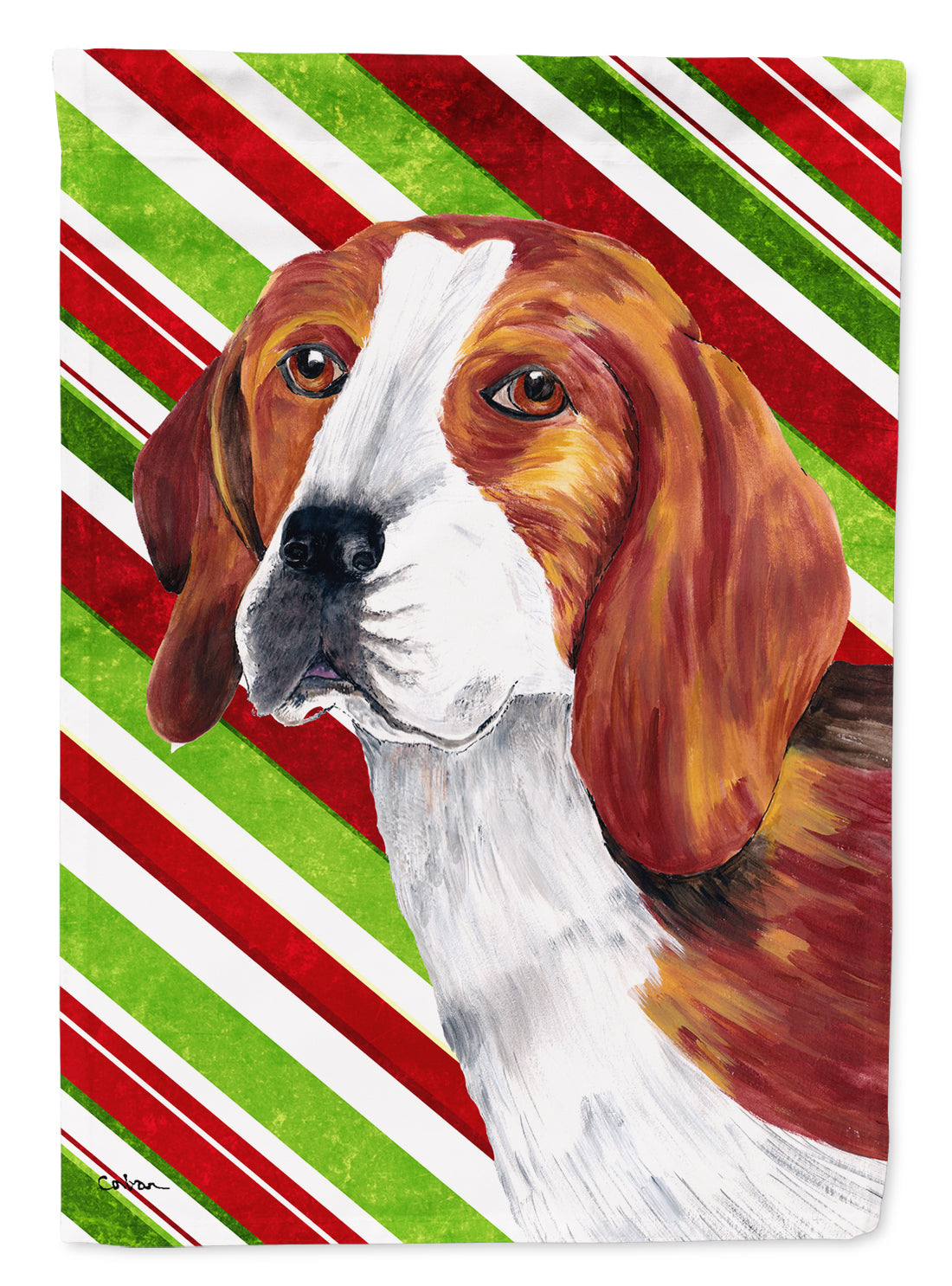 Beagle Candy Cane Holiday Christmas Garden Flag Mailbox Decorative Yard Banner Outside Patio Artwork for Flower Beds, Garden Size, Multicolor