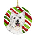 Westie Candy Cane Holiday Christmas Ceramic Ornament Christmas Tree Hanging Decorations for Home Christmas Holiday, Party, Gift, 3 in, Multicolor