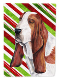 Basset Hound Candy Cane Holiday Christmas Garden Flag Mailbox Decorative Yard Banner Outside Patio Artwork for Flower Beds, Garden Size, Multicolor
