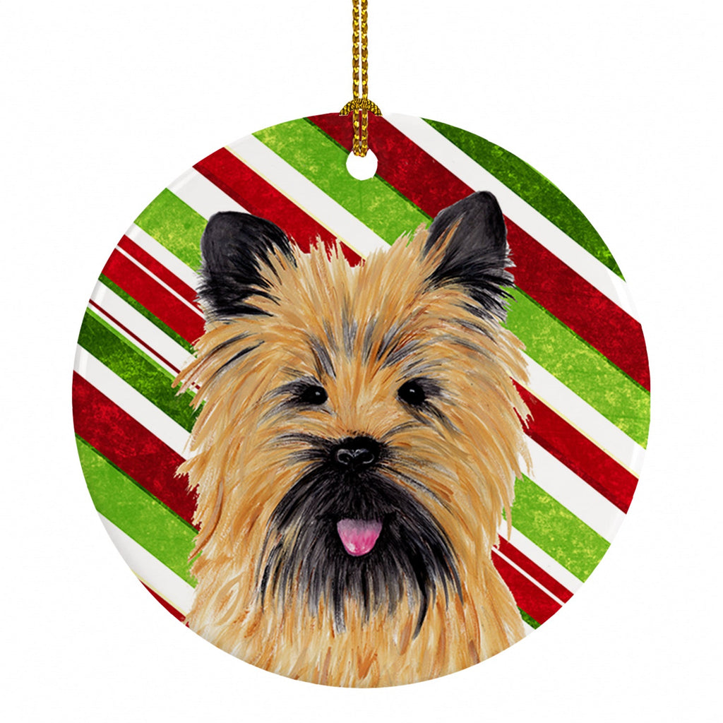 Cairn Terrier Candy Cane Holiday Christmas Ceramic Ornament Christmas Tree Hanging Decorations for Home Christmas Holiday, Party, Gift, 3 in, Multicolor