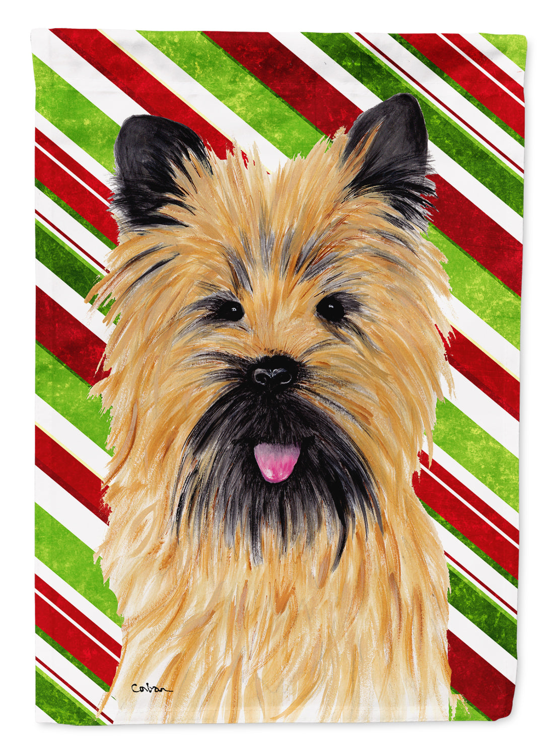 Cairn Terrier Candy Cane Holiday Christmas Garden Flag Mailbox Decorative Yard Banner Outside Patio Artwork for Flower Beds, Garden Size, Multicolor