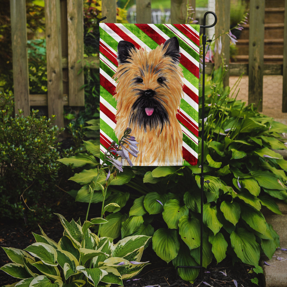 Cairn Terrier Candy Cane Holiday Christmas Garden Flag Mailbox Decorative Yard Banner Outside Patio Artwork for Flower Beds, Garden Size, Multicolor