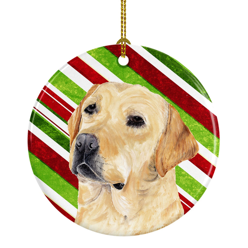 Labrador Candy Cane Holiday Christmas Ceramic Ornament Christmas Tree Hanging Decorations for Home Christmas Holiday, Party, Gift, 3 in, Multicolor