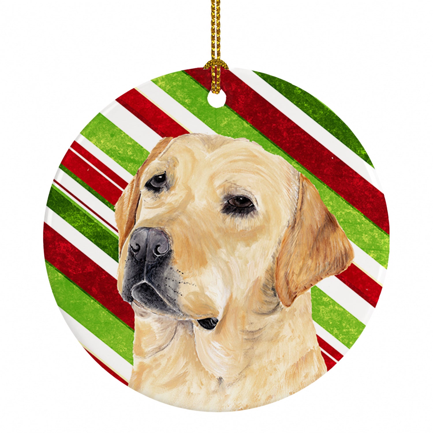 Labrador Candy Cane Holiday Christmas Ceramic Ornament Christmas Tree Hanging Decorations for Home Christmas Holiday, Party, Gift, 3 in, Multicolor