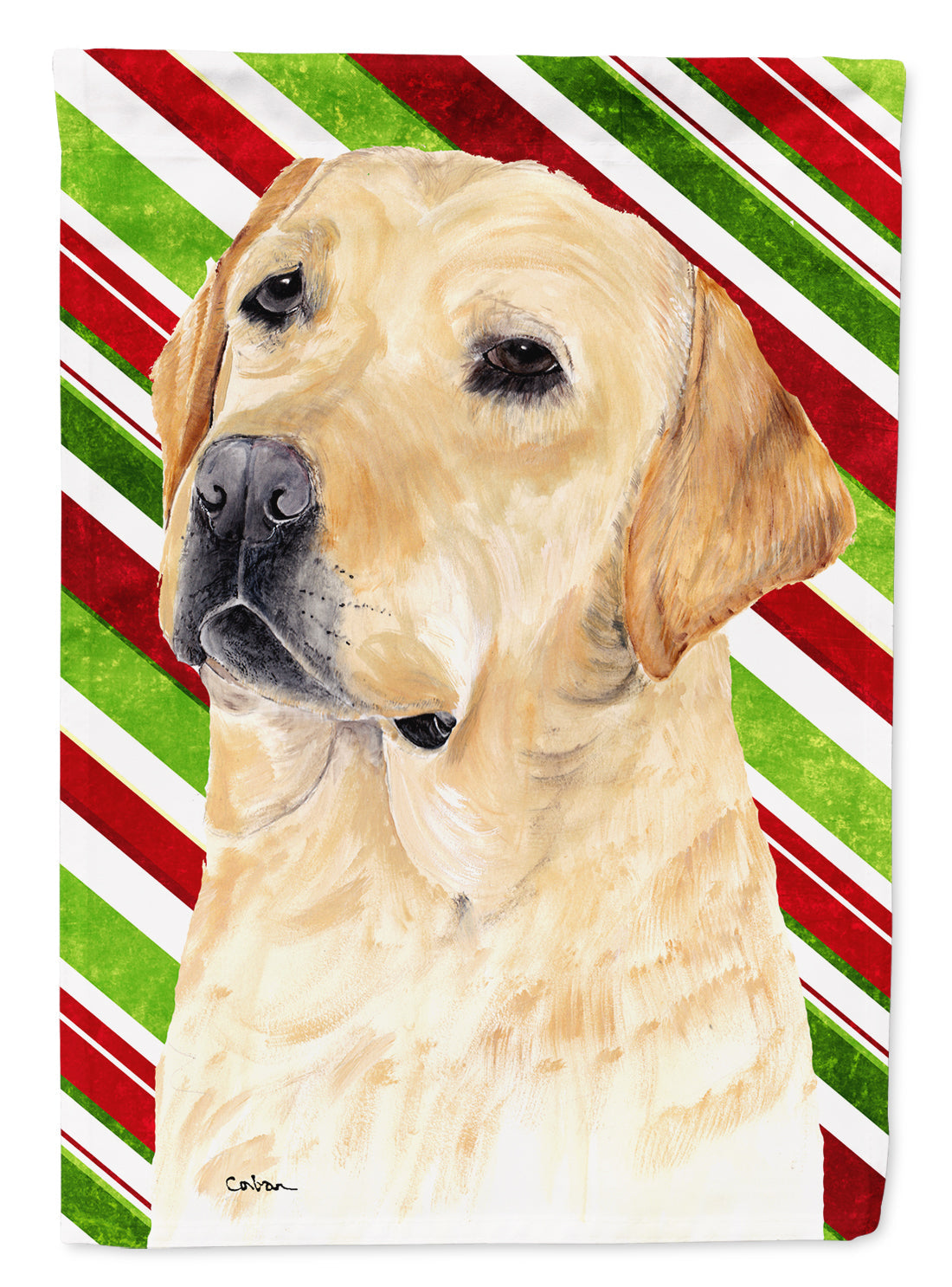 Labrador Candy Cane Holiday Christmas Garden Flag Mailbox Decorative Yard Banner Outside Patio Artwork for Flower Beds, Garden Size, Multicolor