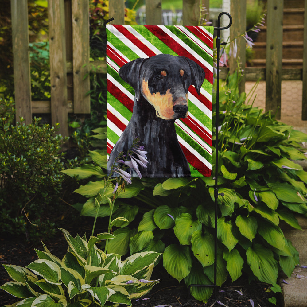 Doberman Candy Cane Holiday Christmas Garden Flag Mailbox Decorative Yard Banner Outside Patio Artwork for Flower Beds, Garden Size, Multicolor
