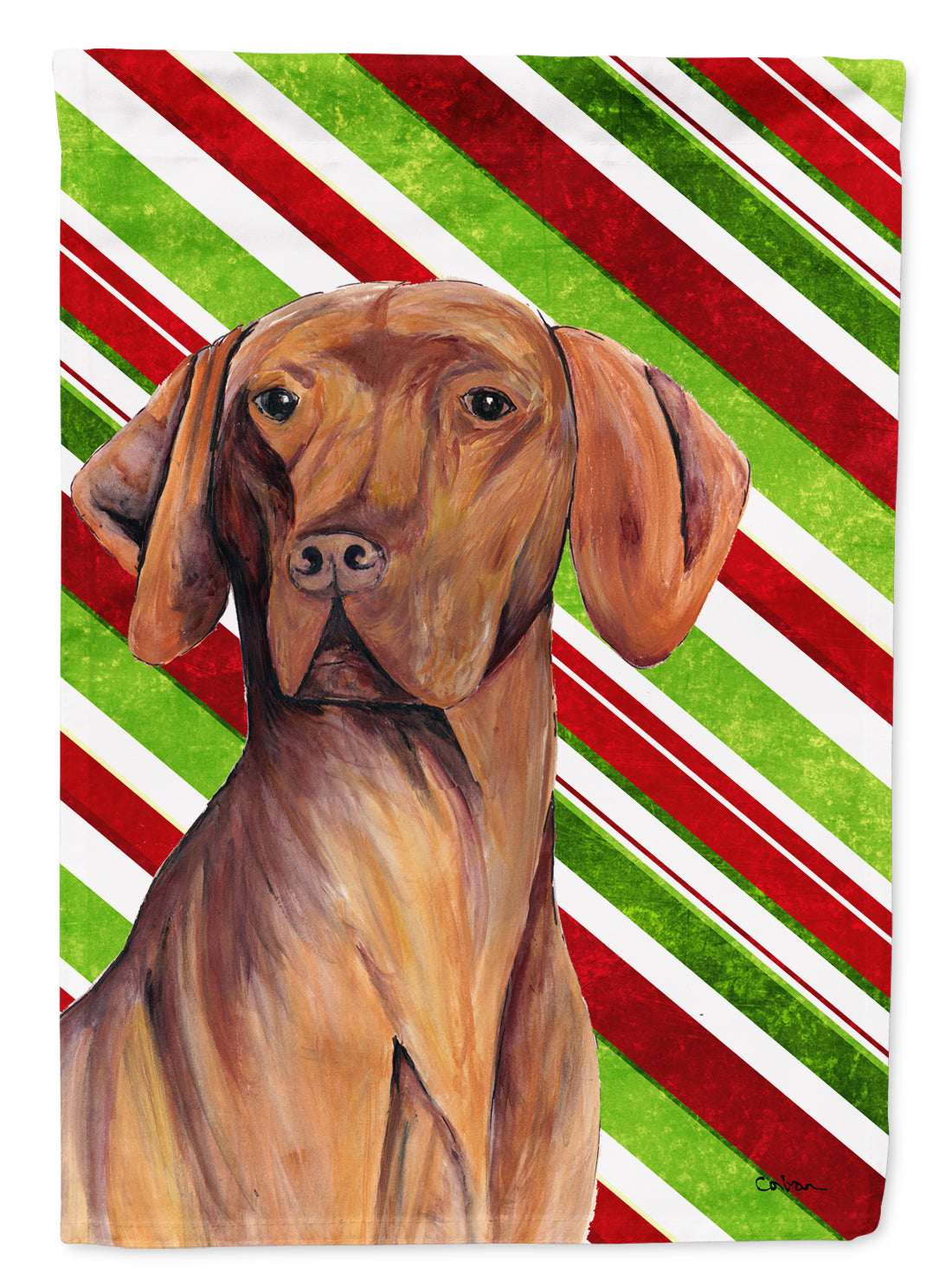 Vizsla Candy Cane Holiday Christmas Garden Flag Mailbox Decorative Yard Banner Outside Patio Artwork for Flower Beds, Garden Size, Multicolor