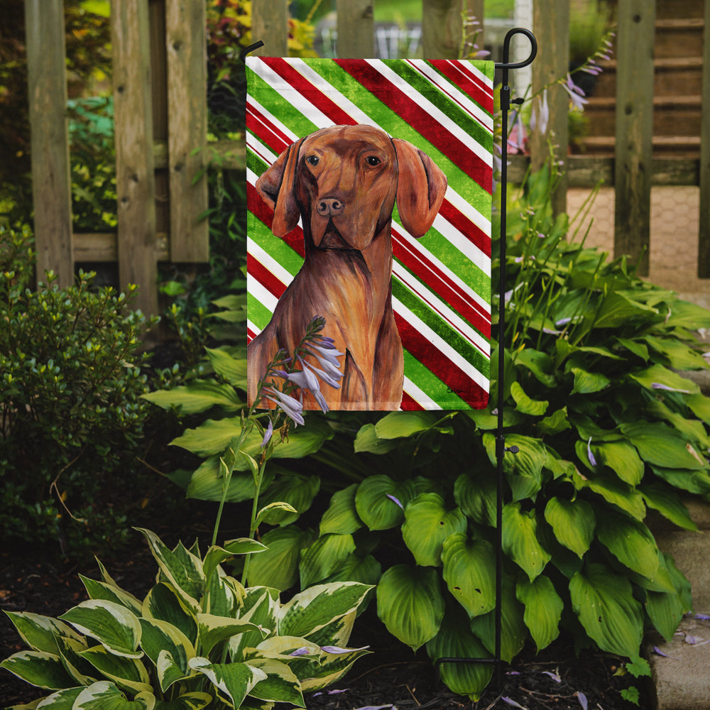 Vizsla Candy Cane Holiday Christmas Garden Flag Mailbox Decorative Yard Banner Outside Patio Artwork for Flower Beds, Garden Size, Multicolor
