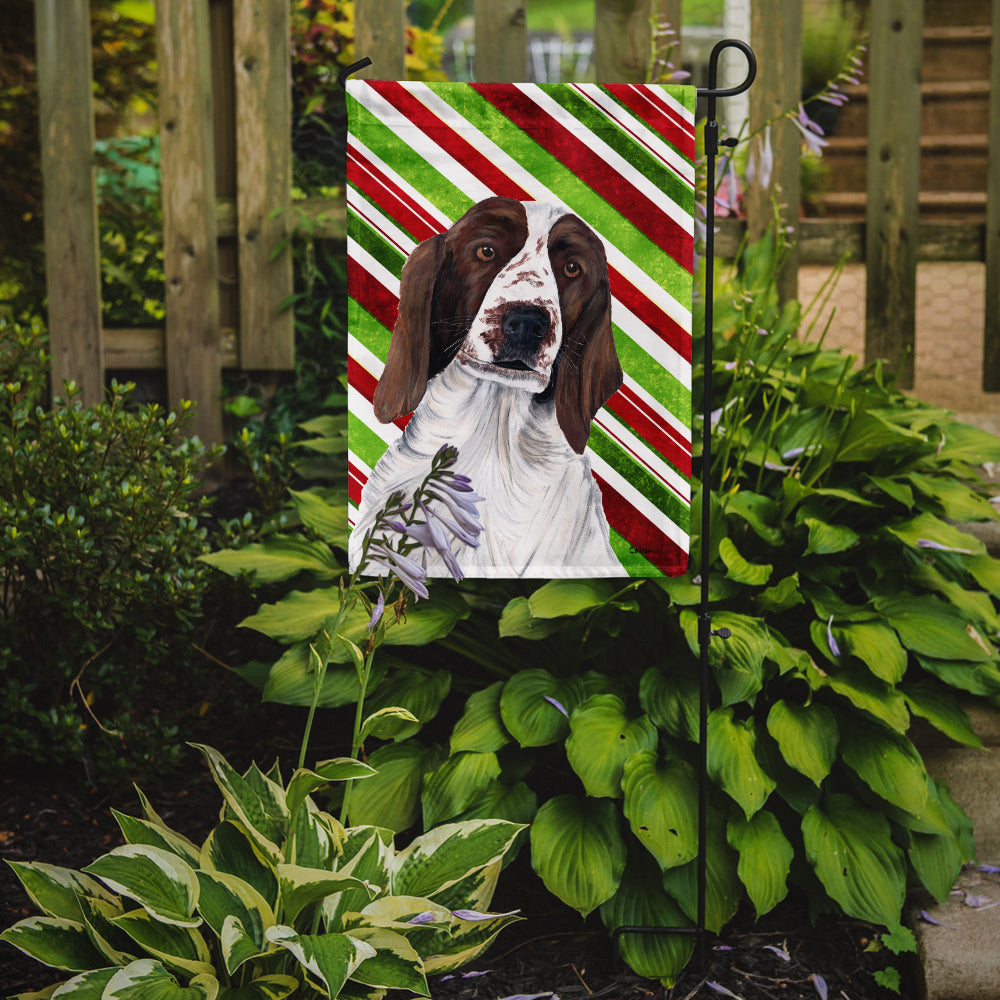 Welsh Springer Spaniel Candy Cane Holiday Christmas Garden Flag Mailbox Decorative Yard Banner Outside Patio Artwork for Flower Beds, Garden Size, Multicolor